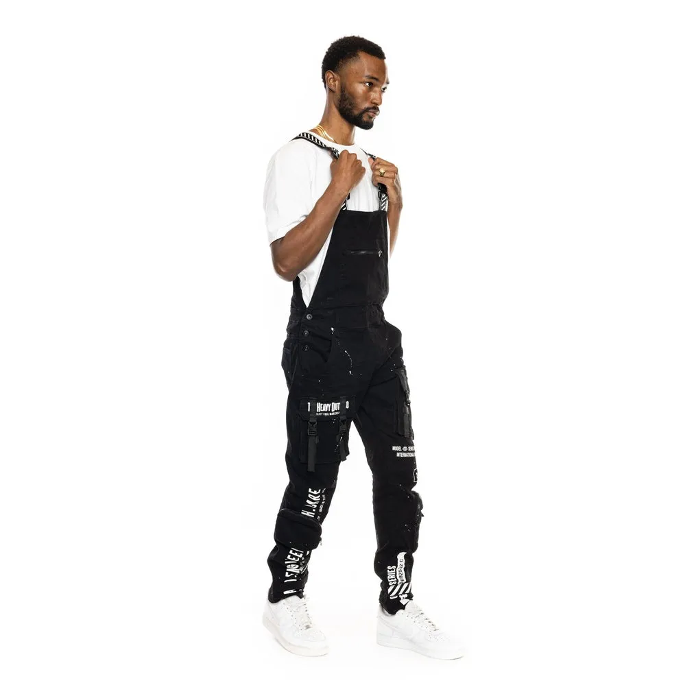 3D Pocket Utility Fashion Overalls - Black