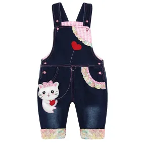 Baby Cartoon Bowknot Cat Soft Overalls