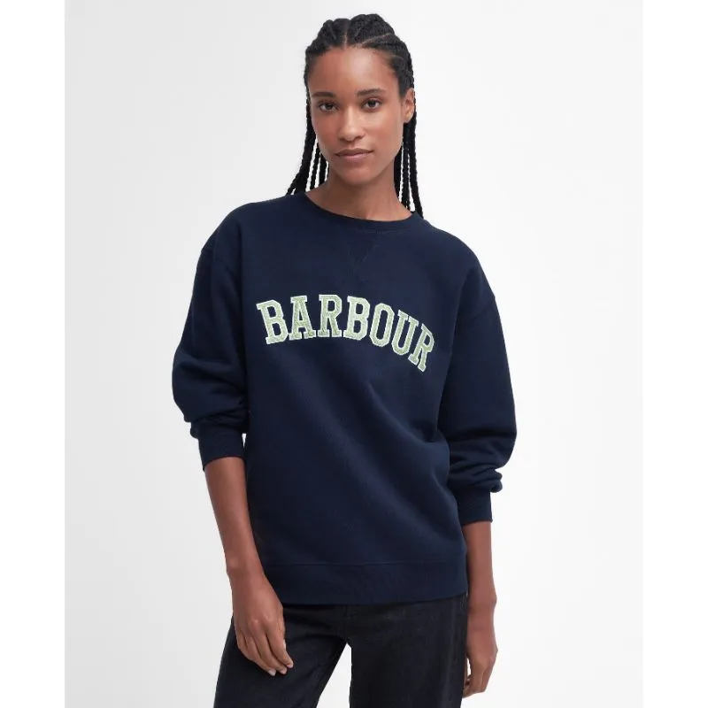 Barbour Northumberland Ladies Crew Neck Sweatshirt - Navy/Green