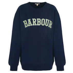 Barbour Northumberland Ladies Crew Neck Sweatshirt - Navy/Green