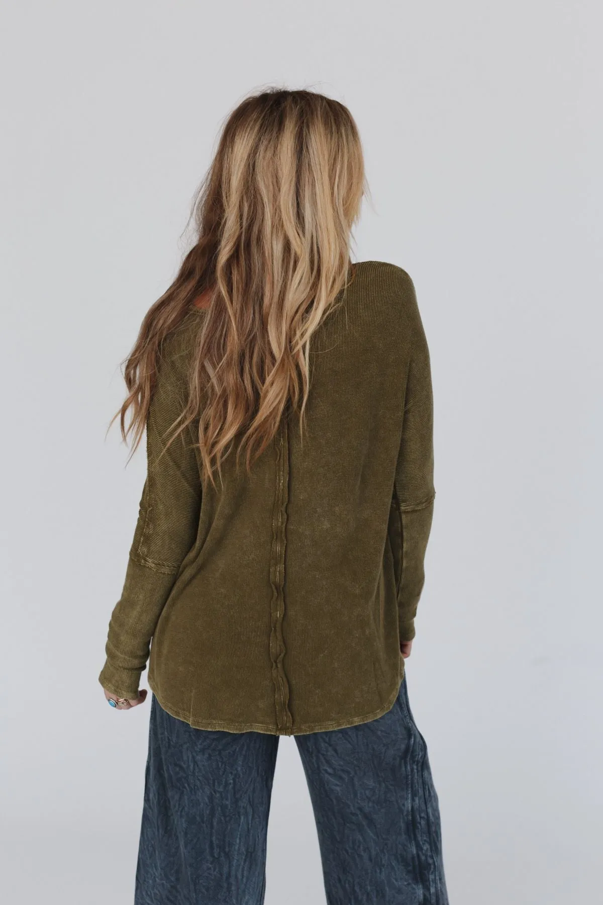 Cant Miss Thermal Knit Top - Olive