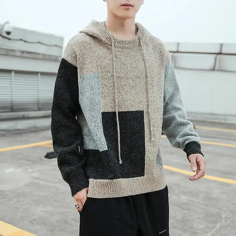 Coarse Twist Hooded Casual Knitted Sweater