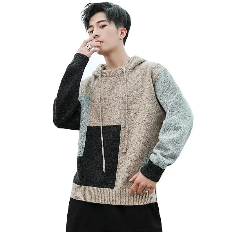 Coarse Twist Hooded Casual Knitted Sweater