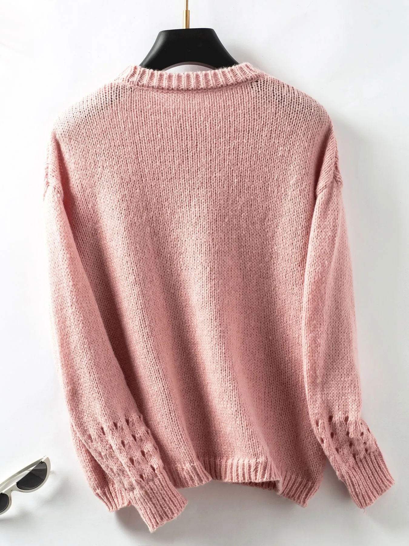 Cutout Pullover Round Neck Sweaters