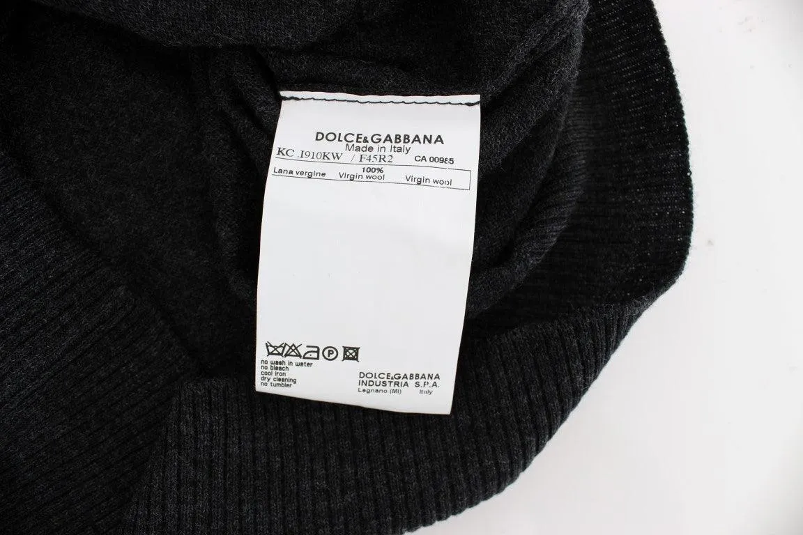 Dolce & Gabbana Gray Wool Button Cardigan Sweater