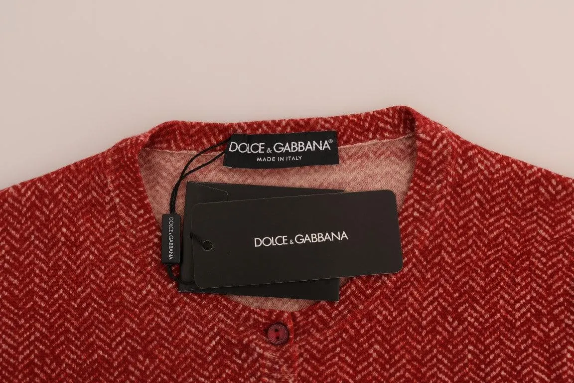 Dolce & Gabbana Red Wool Top Cardigan Sweater