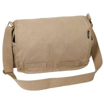 Everest Luggage Canvas Two Snap Pocket Messenger - Khaki