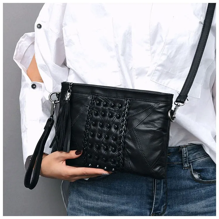 Fashion Tassel Women'S Bags Luxury Fringed Handbags Genuine Leather Women Messenger Bag For Girls Crossbody Females Clutches