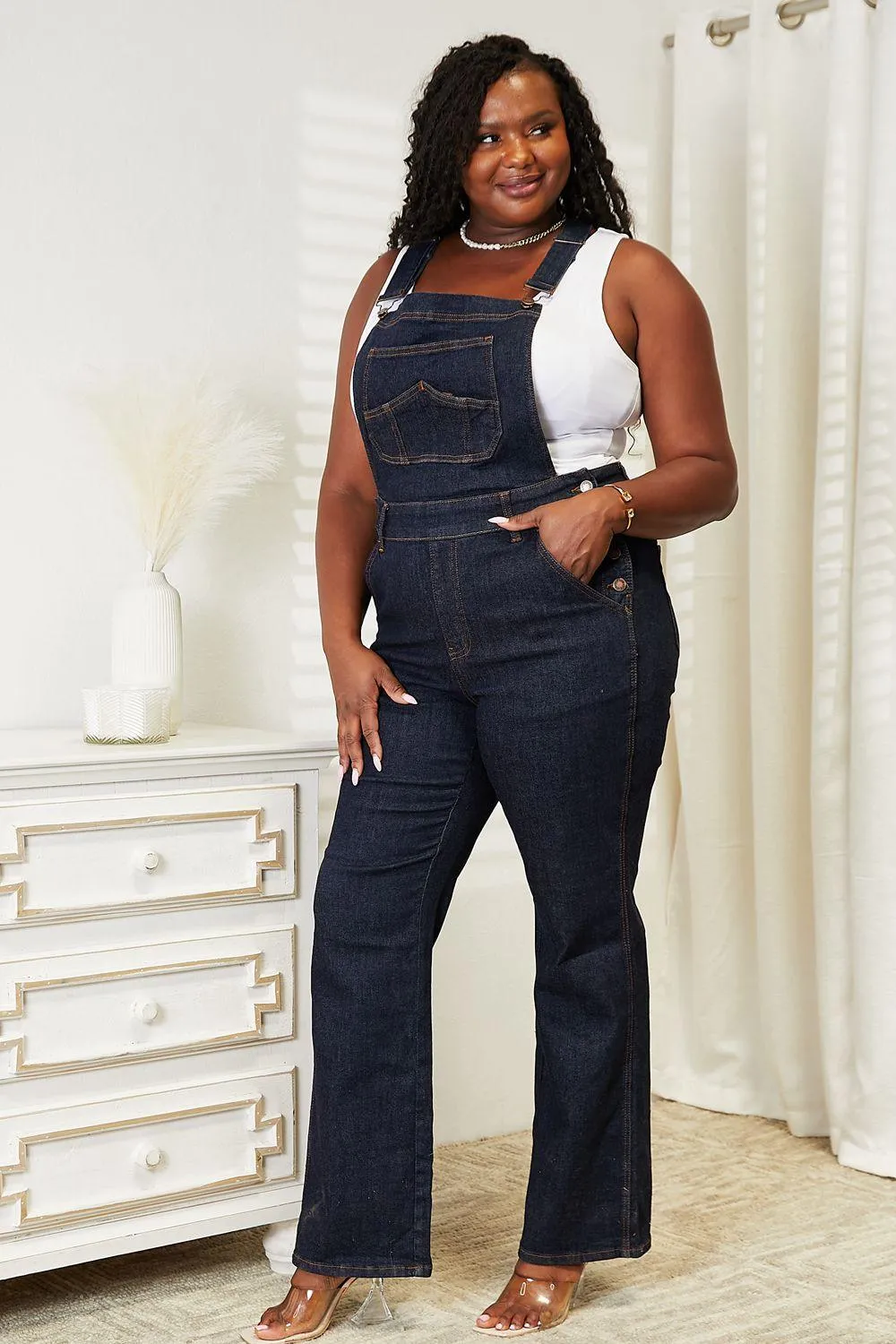 Felicity Full Size High Waist Classic Denim Overalls