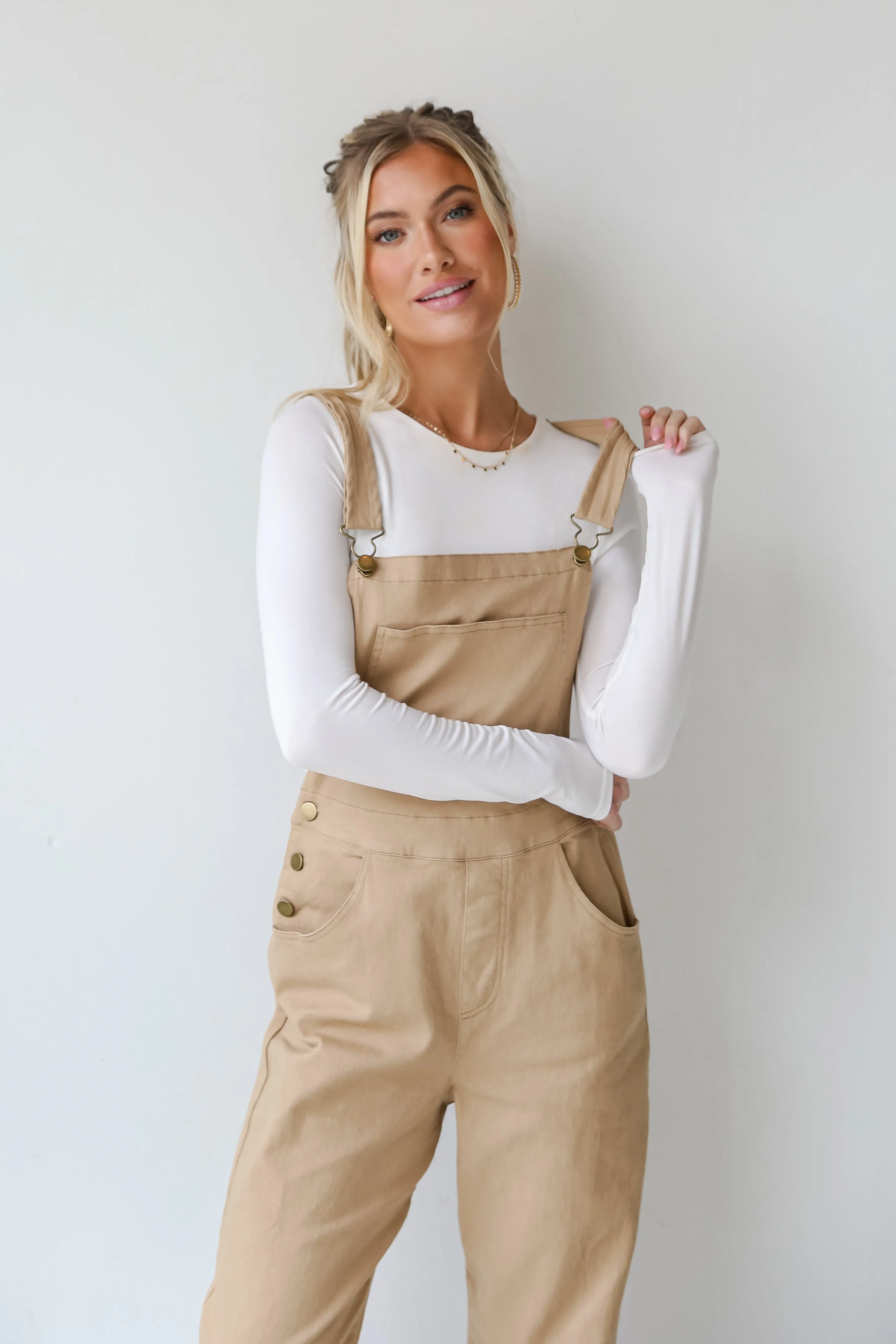 FINAL SALE - Feeling Confident Khaki Overalls