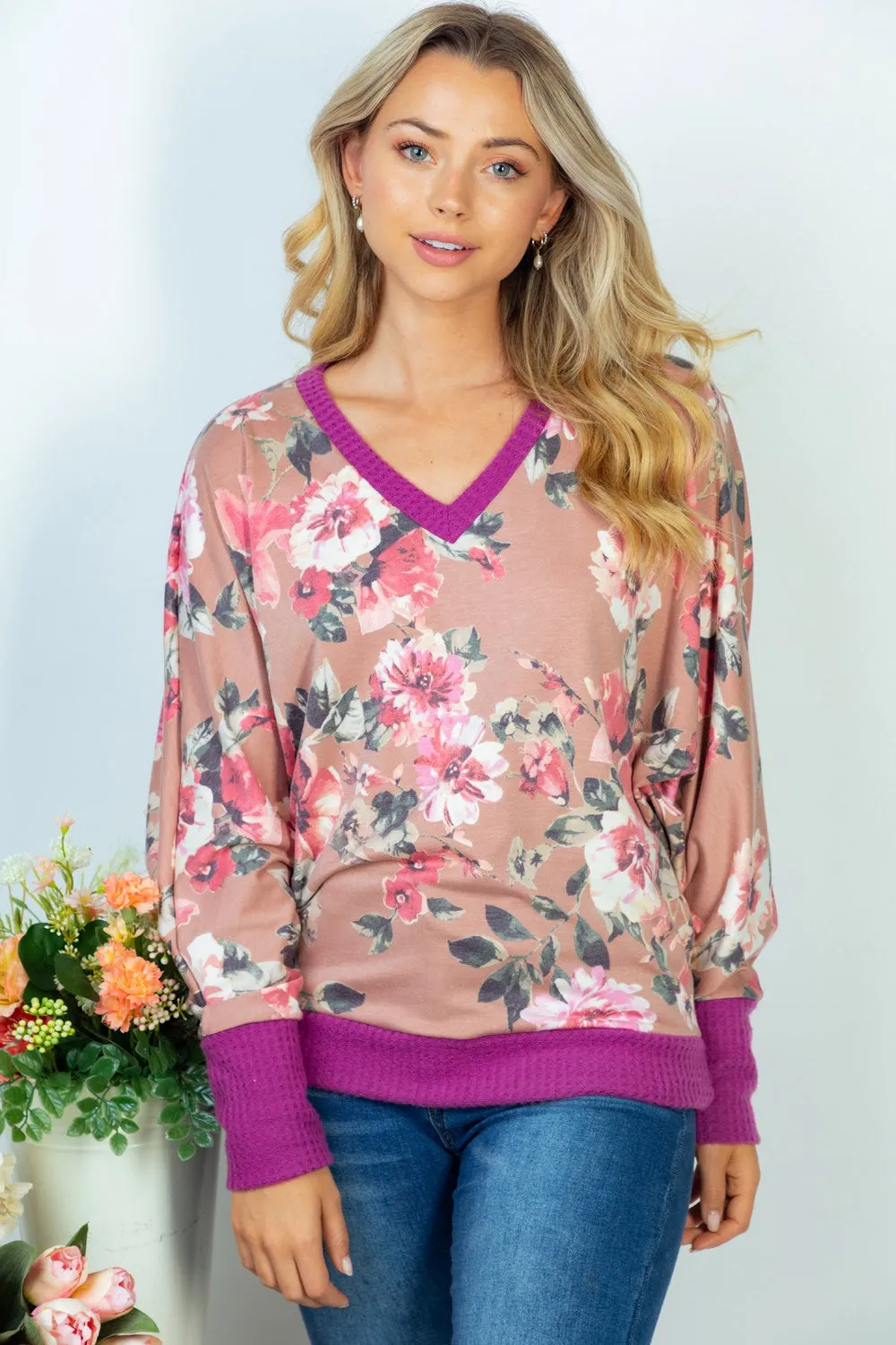 Floral V-Neck Sweater