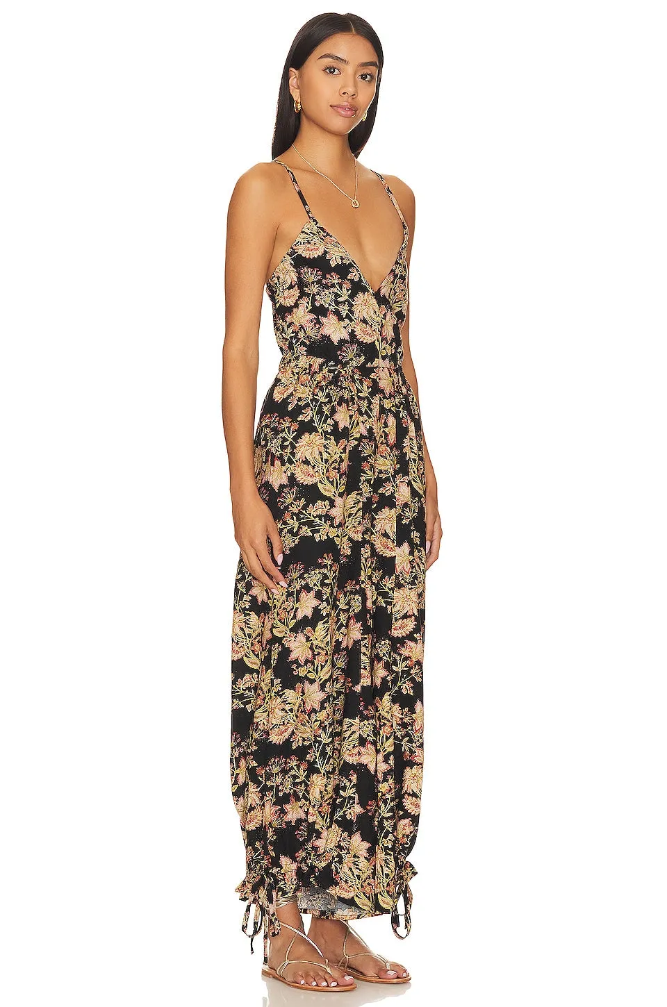 Free People Stand Out Printed Jumpsuit, Black Combo