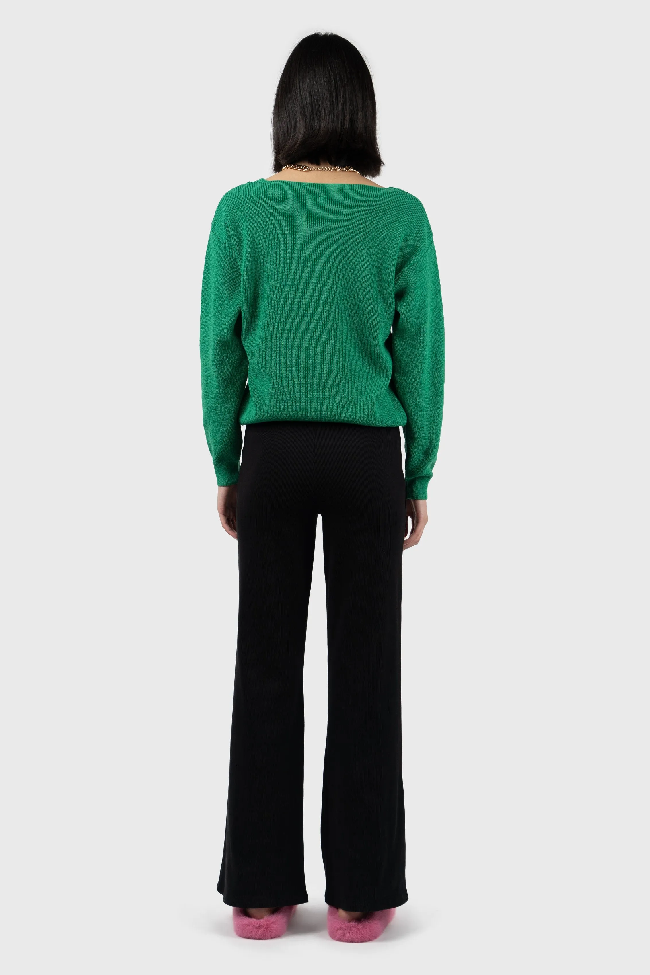 Front Seam Detail V-Neck Jumper