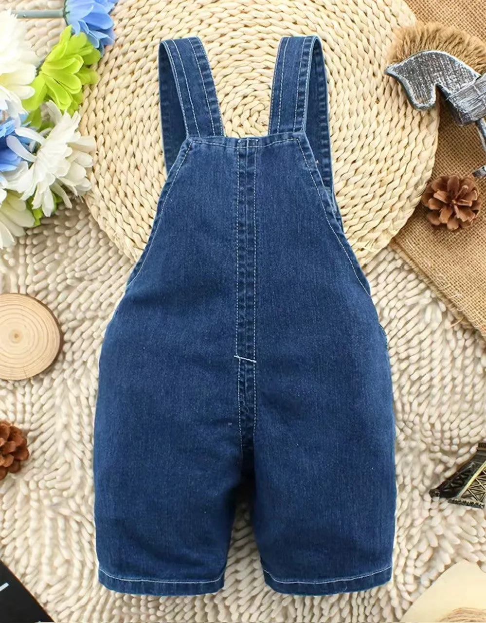 Fuzzy Dog Denim Overalls