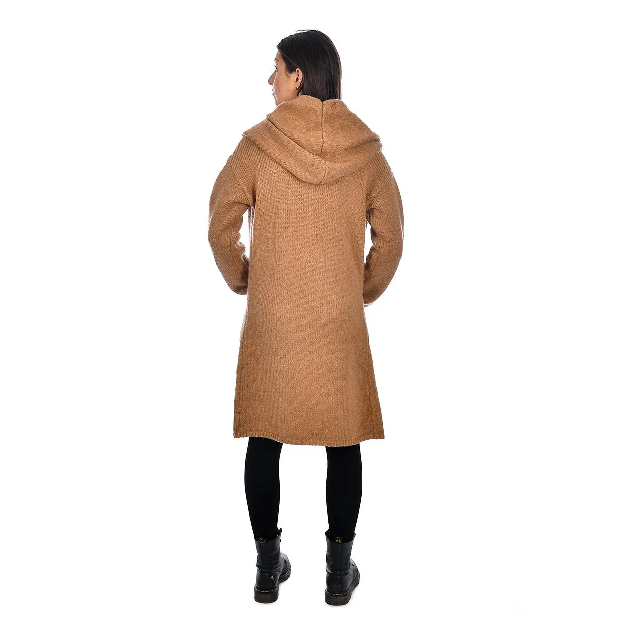 Gabby Hooded Coatigan | Camel Twist