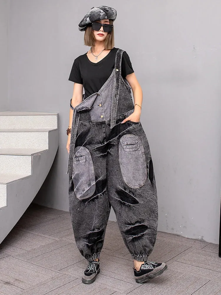 HEYFANCYSTYLE Korean Style Gray Denim Overalls