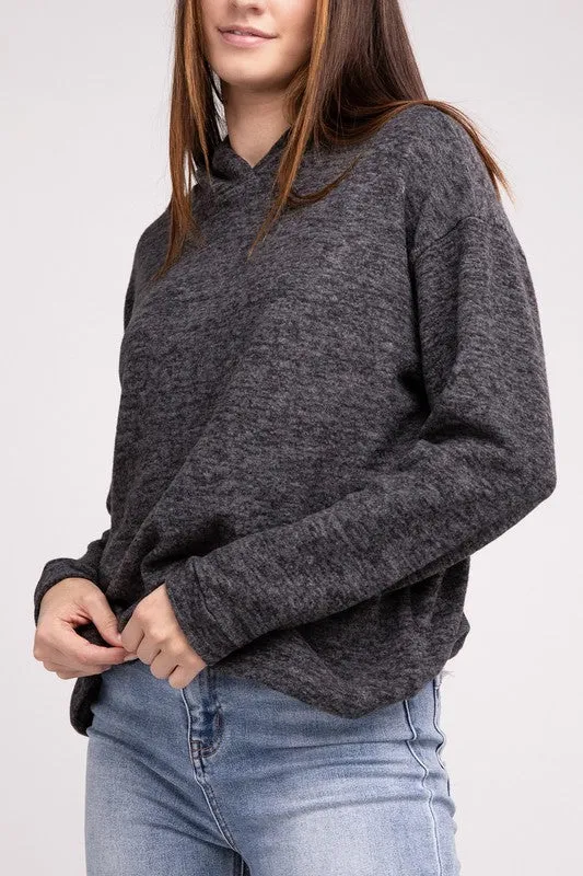 Hooded Brushed Melange Hacci Sweater