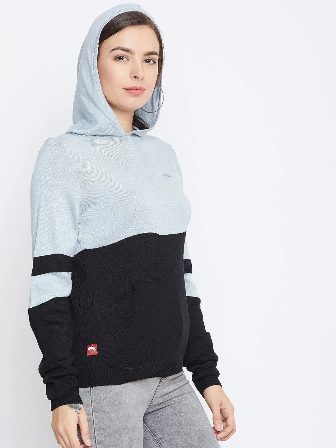 JUMP USA Women Solid Casual Hooded Pullover