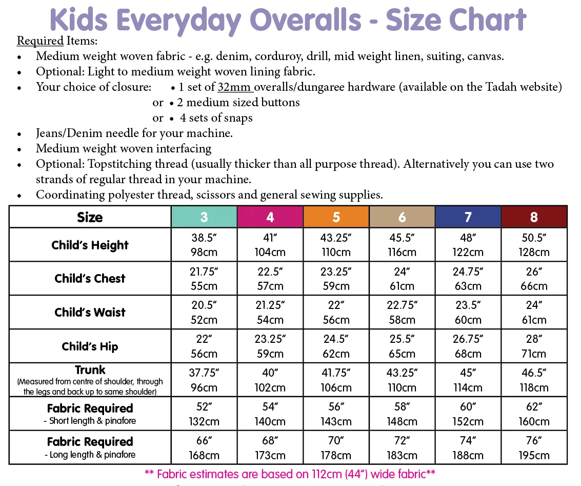 Kids Everyday Overalls Sewing Pattern