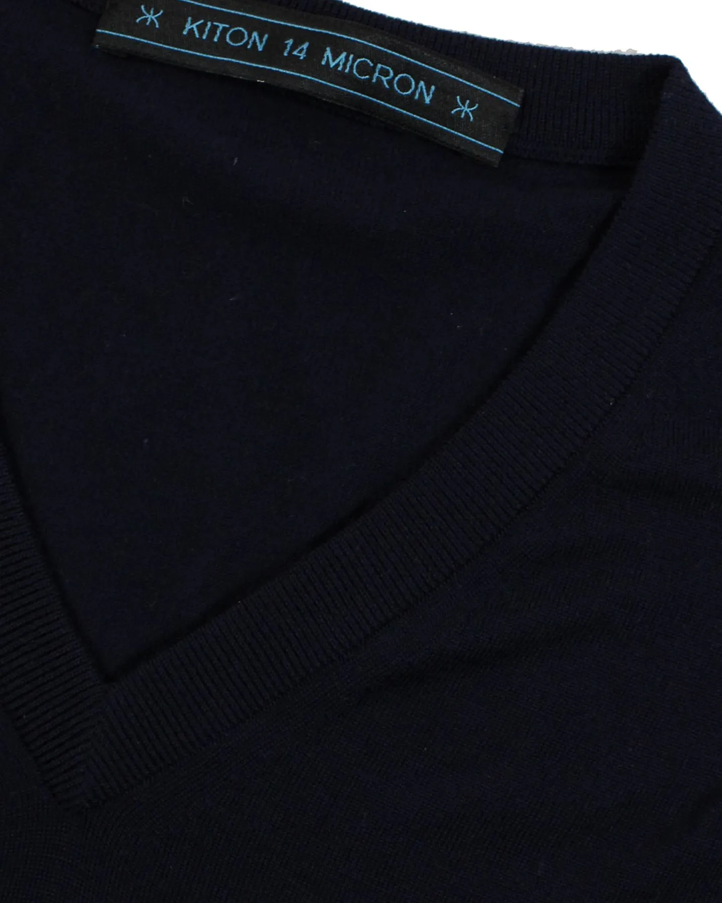 Kiton Sweater 14 Micron Wool Dark Navy V-Neck M - EUR 50 SALE