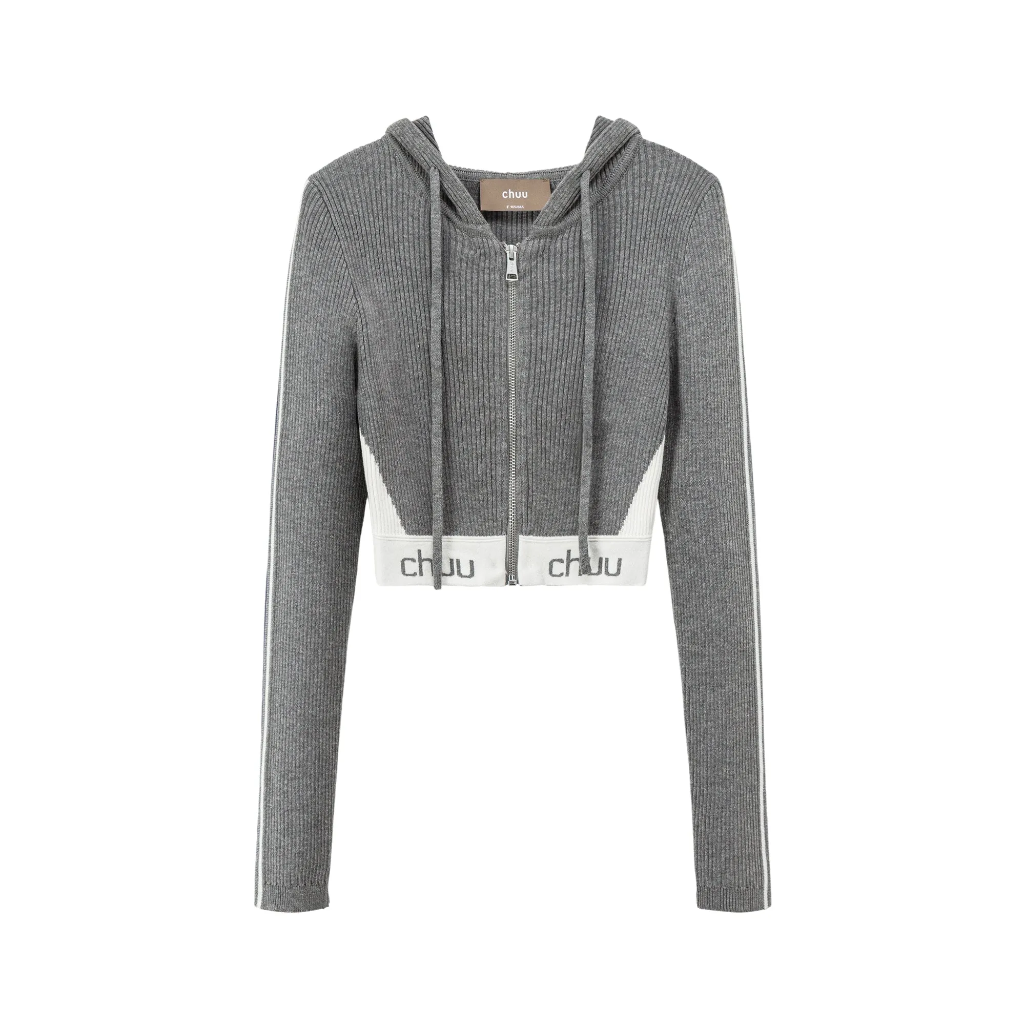 Knit Hooded Crop Zip-Up Cardigan