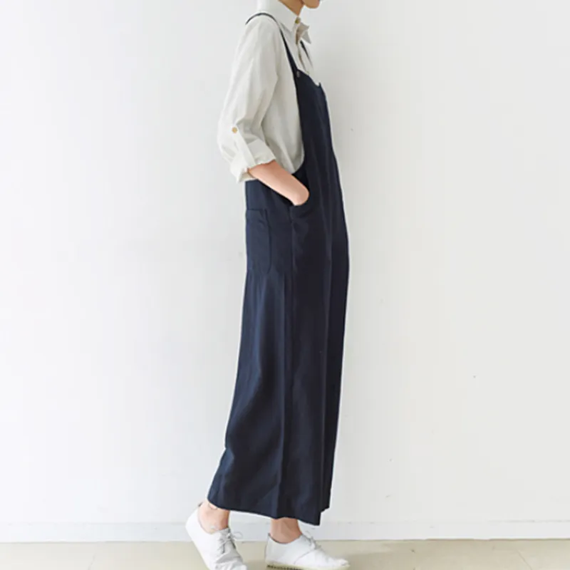 Loose Casual Linen Wide Leg Overalls For Women