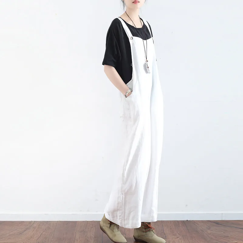 Loose Casual Linen Wide Leg Overalls For Women