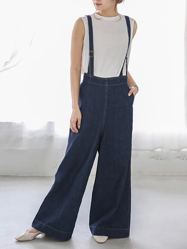 Loose Wide-Leg Long Overalls