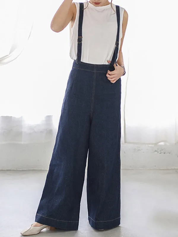 Loose Wide-Leg Long Overalls