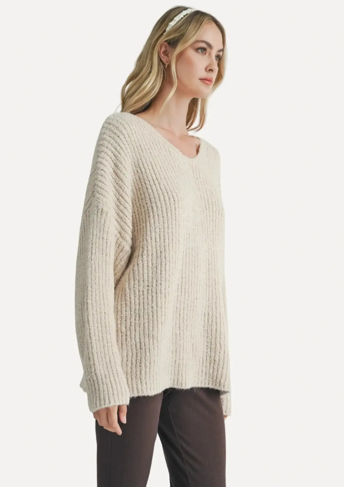 Malia V-Neck Sweater - Cream