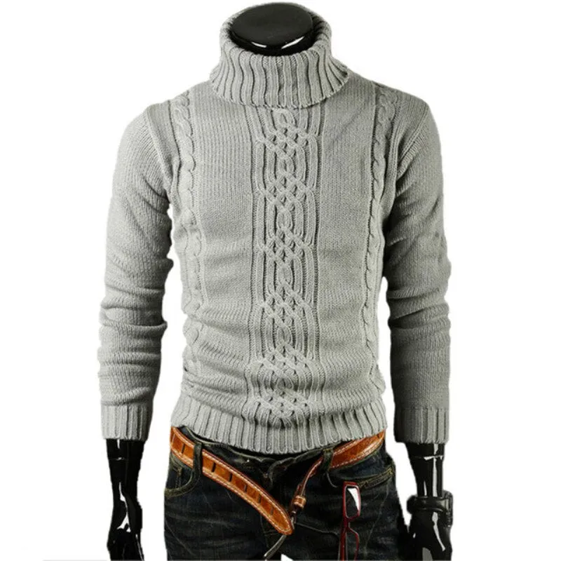 Men'S Sweater Jacquard Hedging Men'S Turtleneck Solid Casual Sweater Pullover Male Brand Men's Slim Sweaters Knitted Pullovers