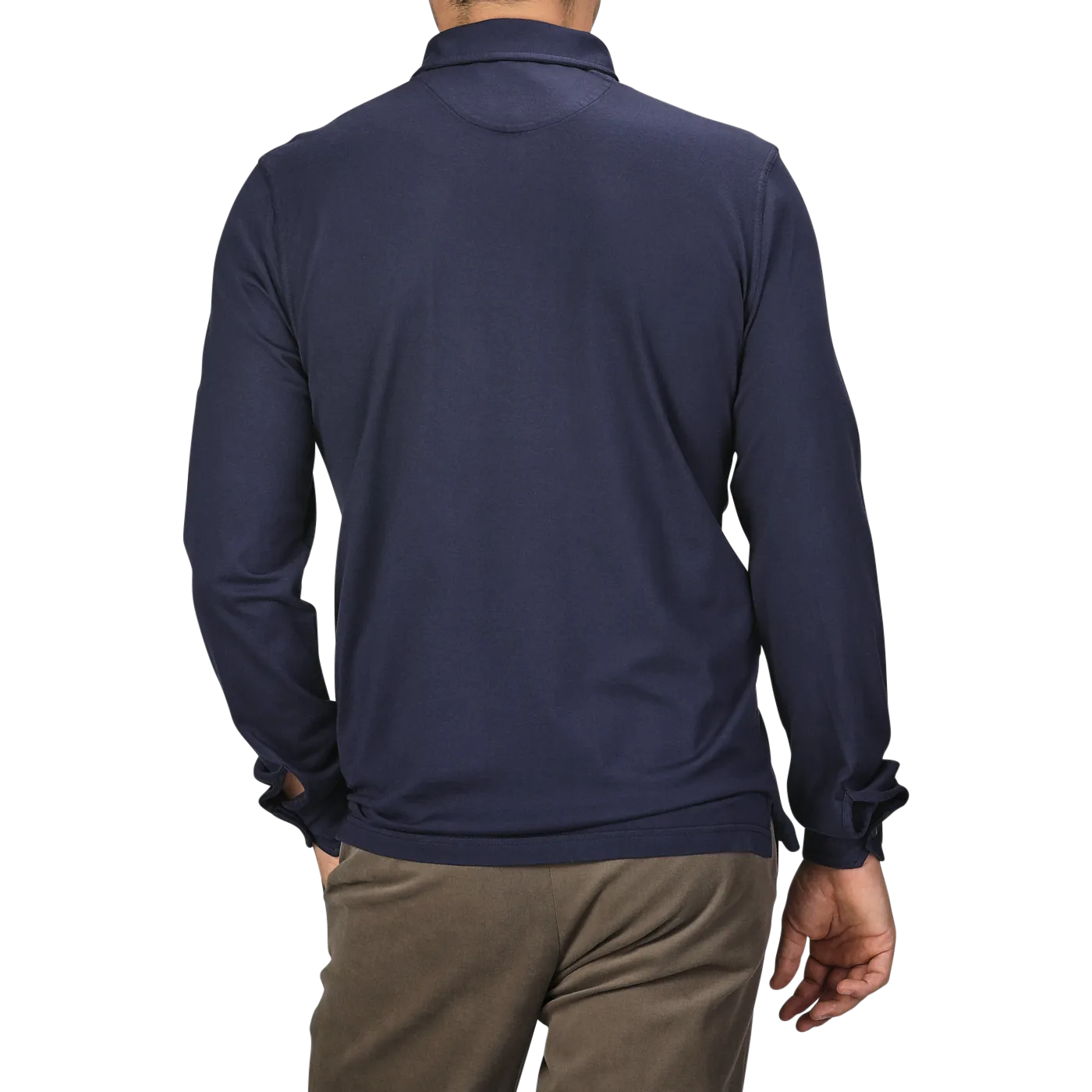 Navy Blue Organic Cotton LS Polo Shirt