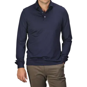 Navy Blue Organic Cotton LS Polo Shirt