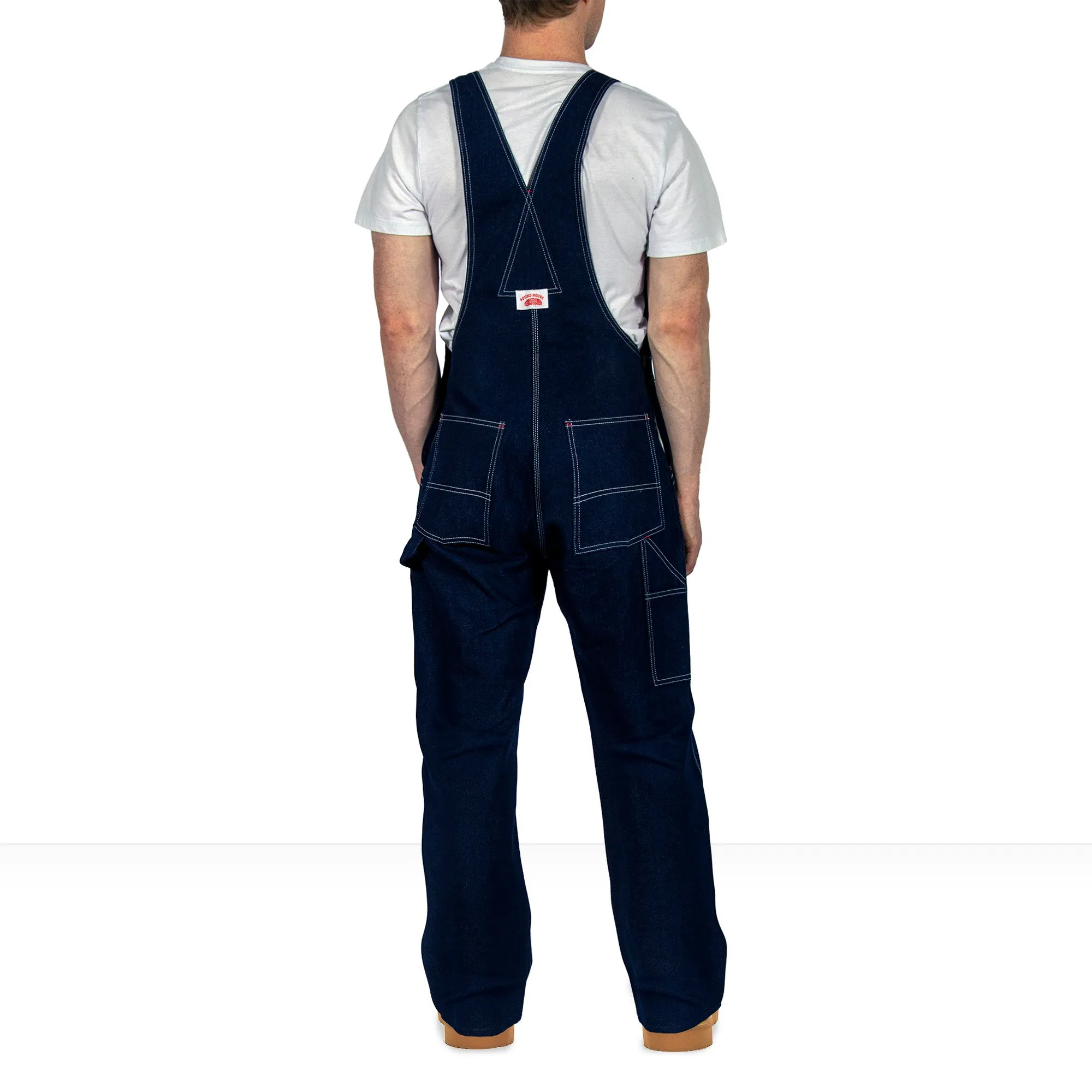 Non-USA Classic Blue Denim Zipper Fly Bib Overalls - Not Sewn in USA