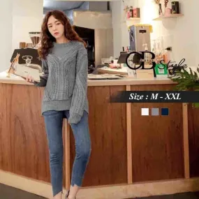 ORANGEBEAR LONG SLEEVE BLOUSE KNIT SWEATER