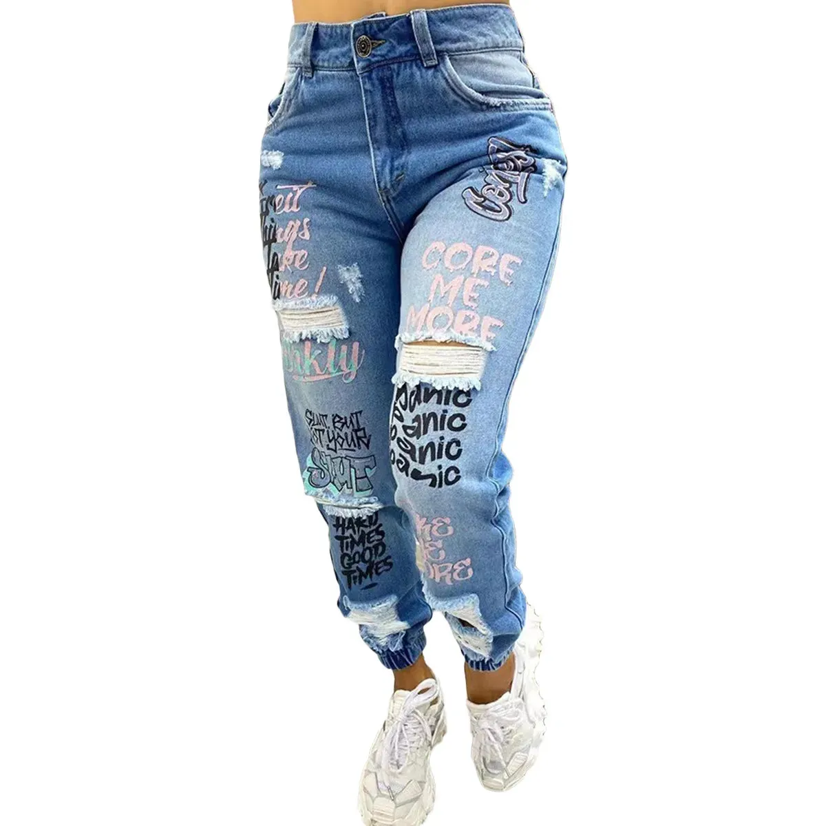 Print Ripped Jeans Casual Jeans Women*