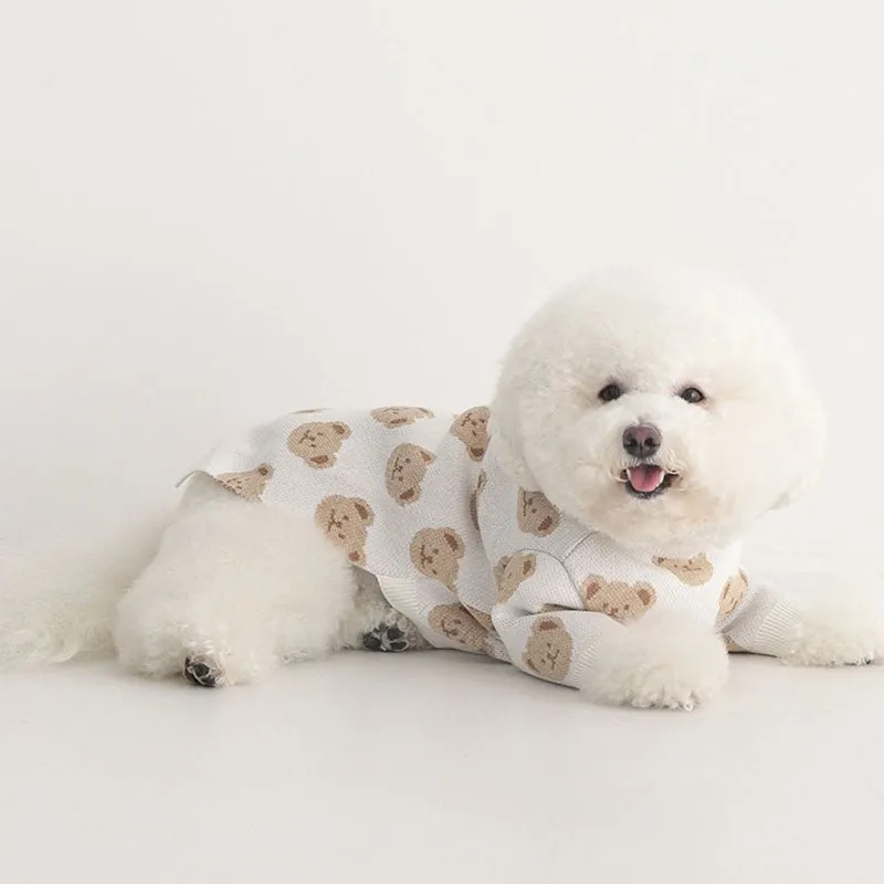 Pup Print Cotton Dog Sweater