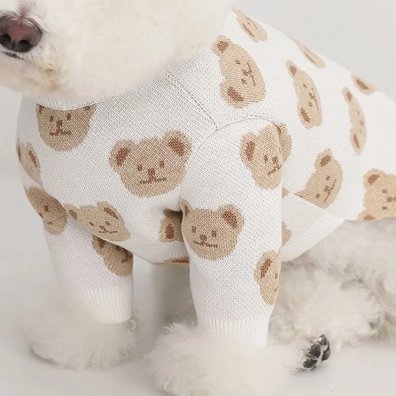 Pup Print Cotton Dog Sweater