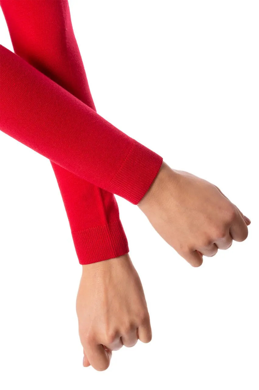 Red Stretch V-Neck Sweater