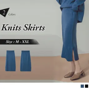 SIDE SPLIT KNITS MIDI SKIRTS