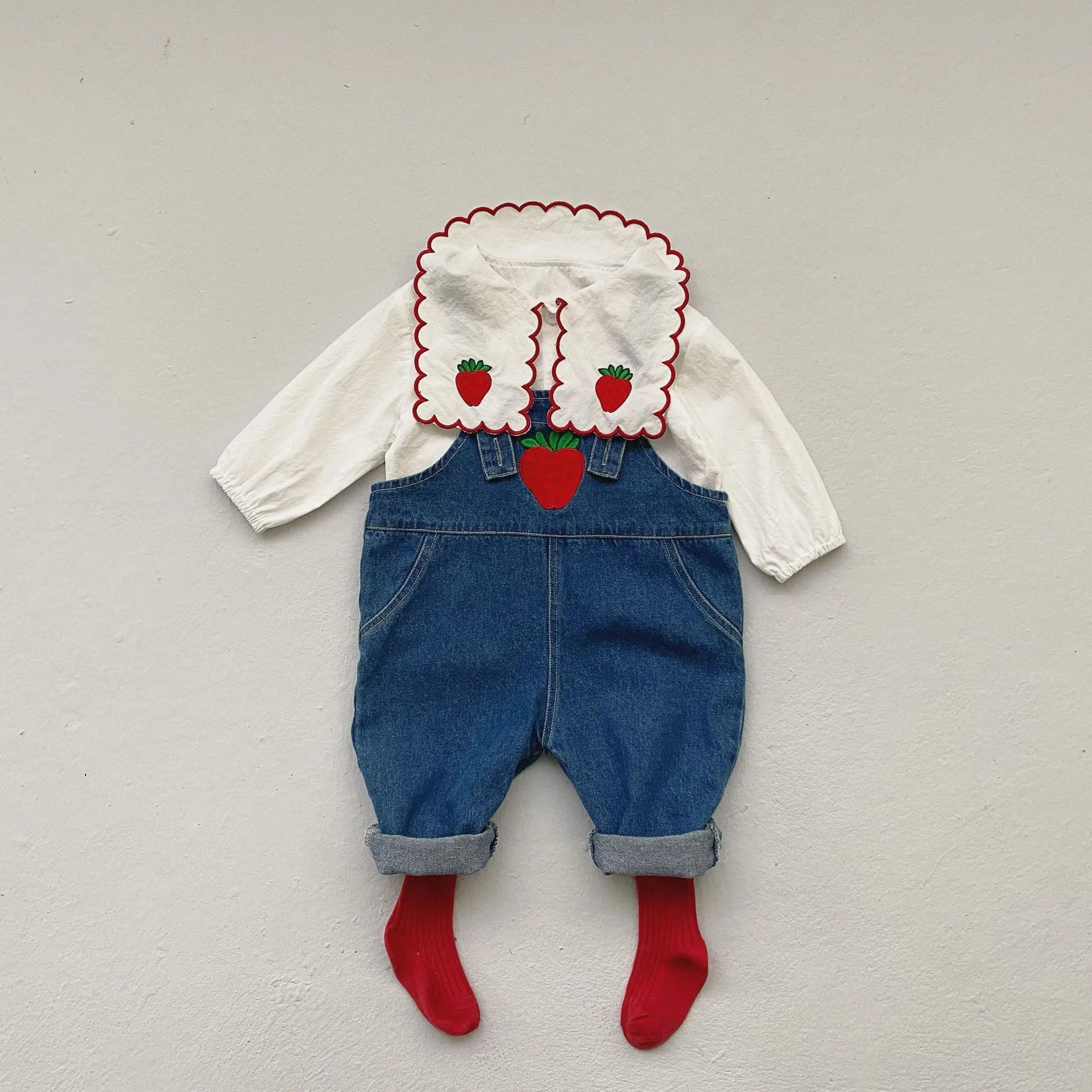 Strawberry Denim Overalls