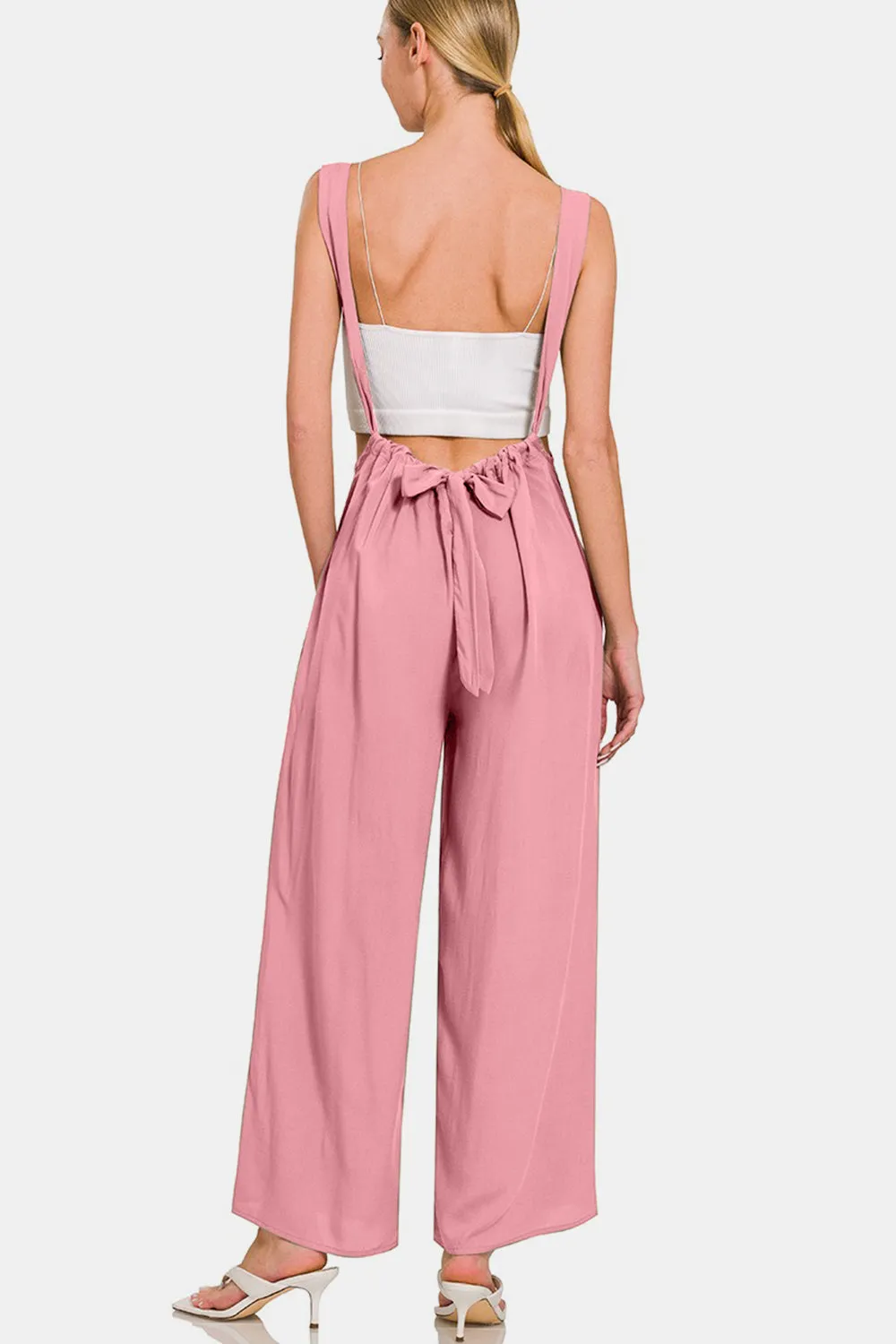 TEEK - Light Rose Pocketed Wide Strap Wide Leg Overalls