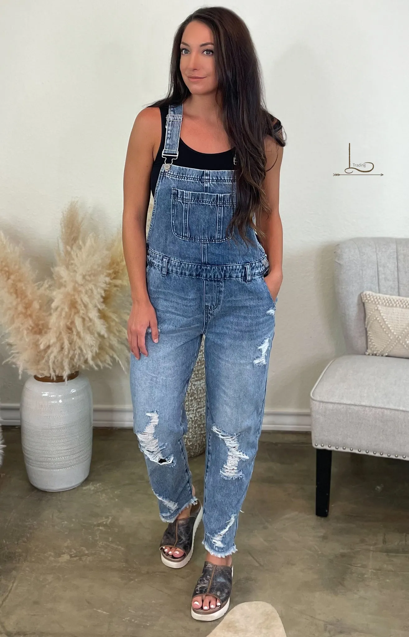 The Giddings ~Distressed Denim Overalls