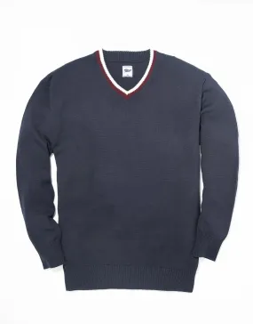 TIPPED V-NECK SWEATER - NAVY