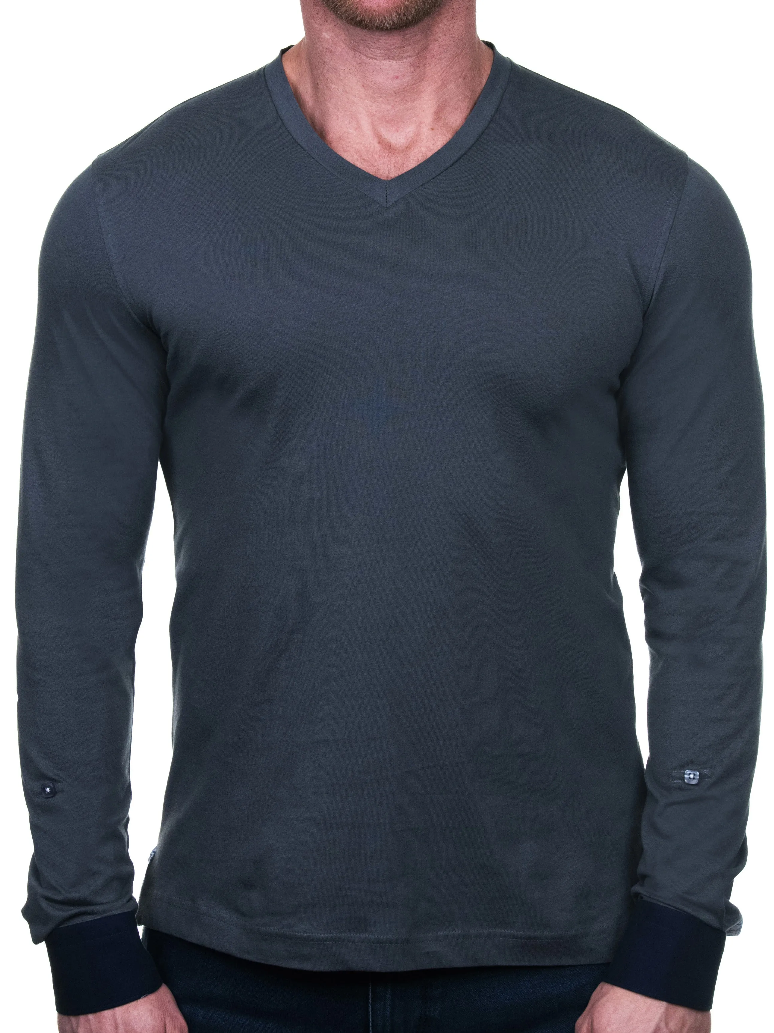 V-Neck Edison Letter Grey