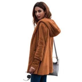 VenusFox Long Cardigan Warm Fur Coat with Pocket