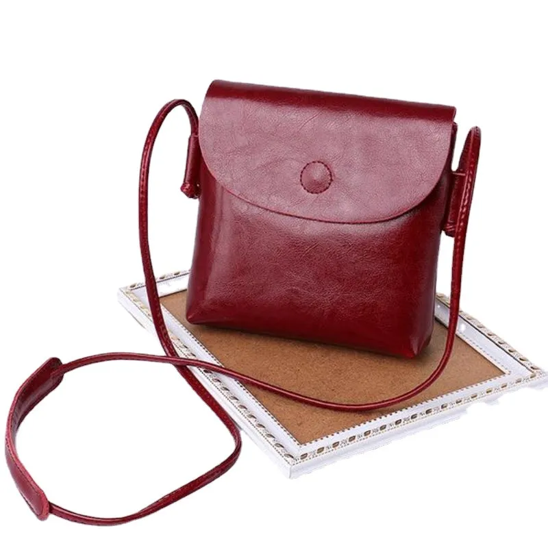 Vintage Oil Genuine Leather Bags for Women High Quality Cowhide Single Shoulder Crossbody Mini Bag Simple Ladies Designer Purse