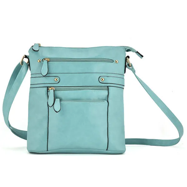 Women Multilayer Zipper Pockets Messenger Bags Casual Shoulder Crossbody