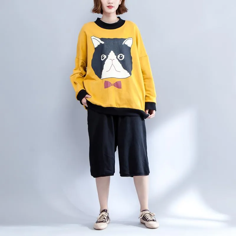 Women Print Cartoon Animal Hip Hop Worsted Pullovers