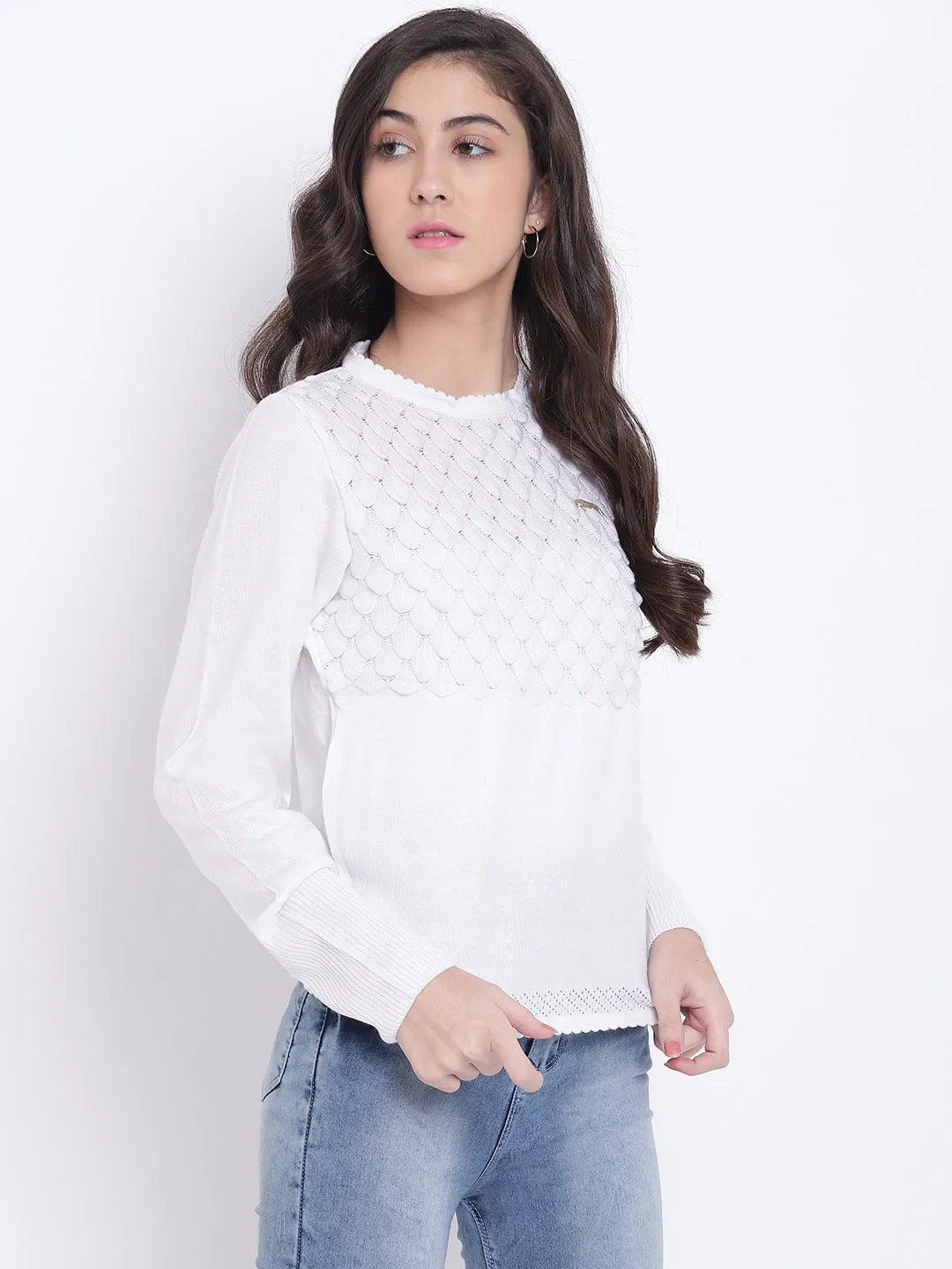 Women White Casual Sweaters